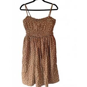 Brown Maurices Polka Dot Midi Dress with Spaghetti Straps
